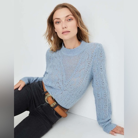 Veronica Beard Sweaters - Veronica Beard Makani Pointelle Knit Sweater Blue
